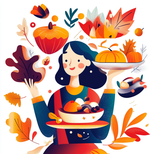 A Festive Thanksgiving Vector Illustration with Fall Decorations
