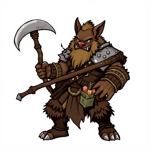 A Fierce Bugbear Barbarian in Vibrant Combat Pose