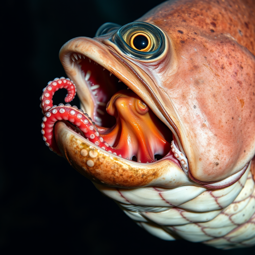 A Fish with an Octopus in its Mouth A Fish with an Octopus in its Mouth