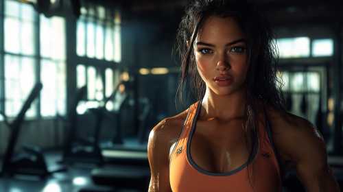 A Fit Girl Exercising in Gym With Confidence