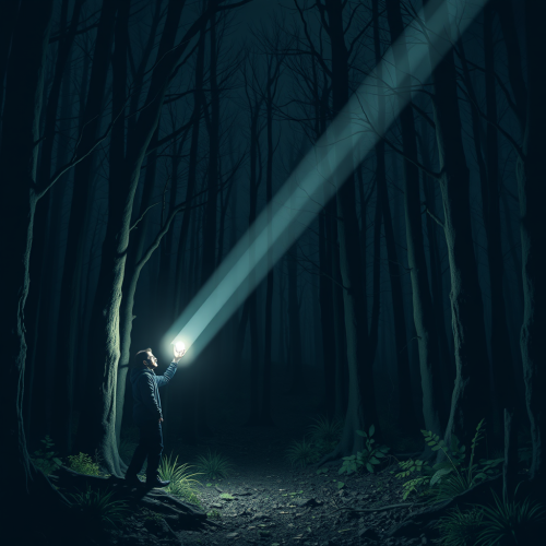 A Flashlight Guiding Through a Dark Forest