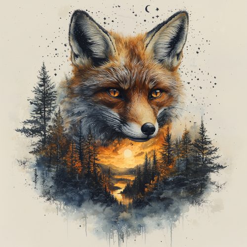 A Fox's Day and Night Vision Tattoo Art.