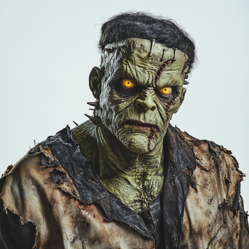 A Frankenstein Monster with green skin in light