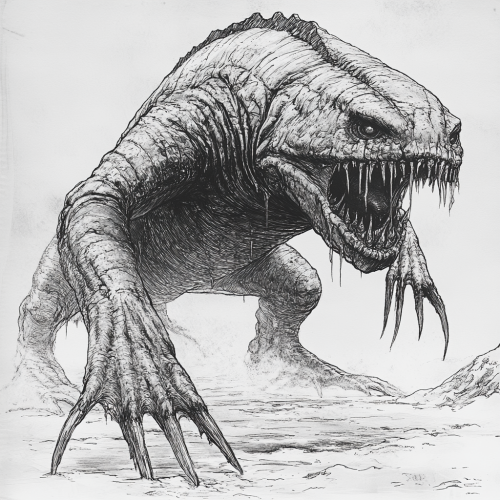 A Frostlurk, a huge creature with icy scales