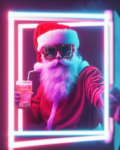 Santa Clause in Neon Lights