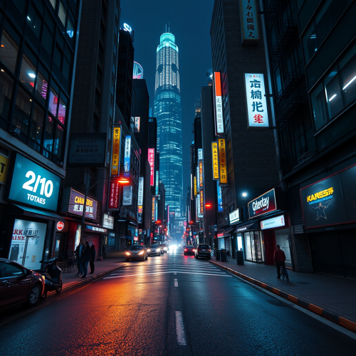A Futuristic City Night View in First-Person