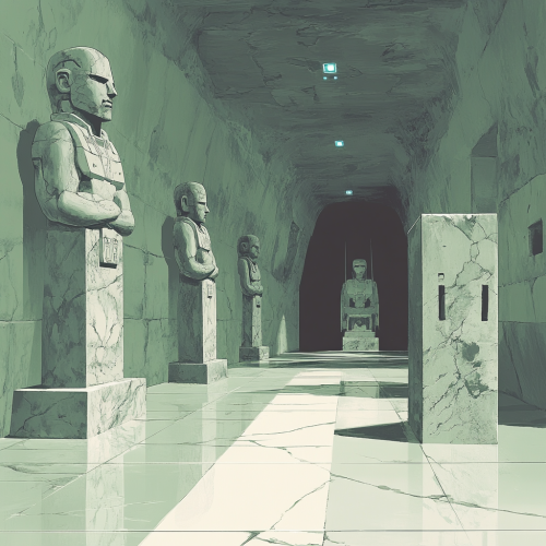 A Futuristic Inca Temple with Stone Statues