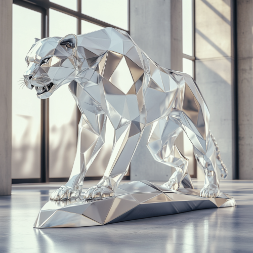 A Futuristic Panther Sculpture in Luxury Decor