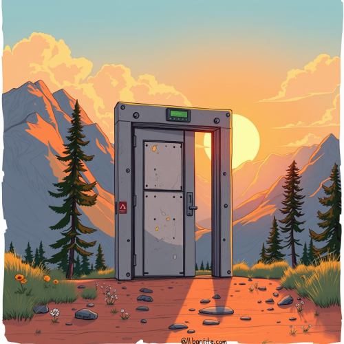 A Futuristic Security Door in Mountain Research Facility