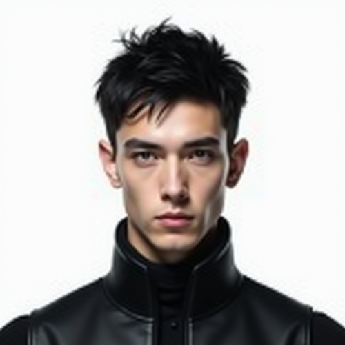 A Futuristic Young Man in Minimalist Black Outfit