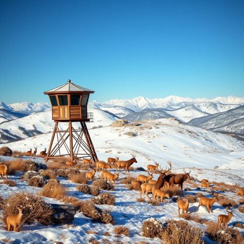A Game Near Observation Towers in Snowy Mountains