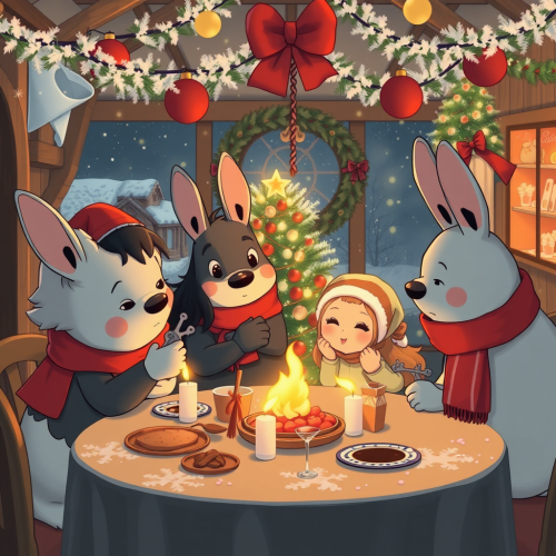 A Ghibli Style Christmas Party with Friends