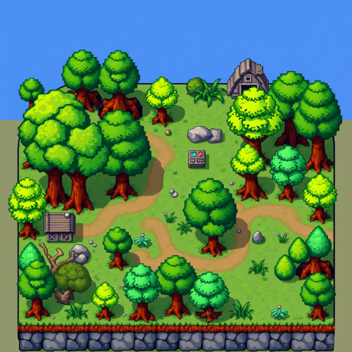 A Ghibli-Style Pixel Art RPG Game Display