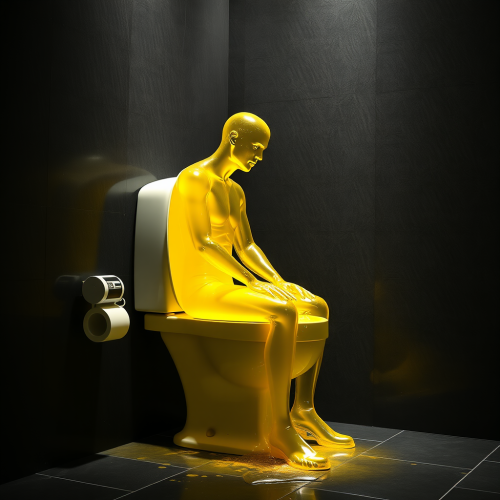 A Giant Man on a Huge Toilet