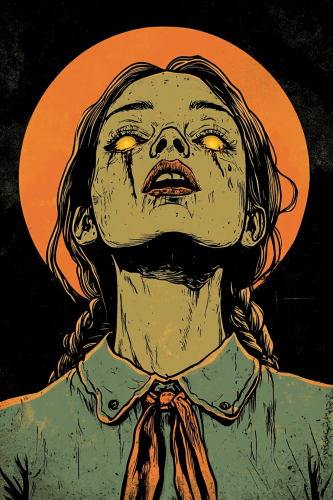 A Girl Exorcism Graphic in Stoner Style