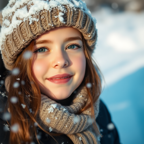 A Girl Playing in the Snow A Girl Playing in the Snow
