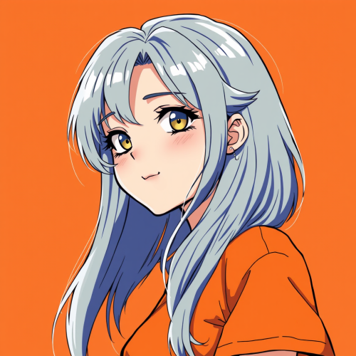A Girl with Grey Hair in Anime Style