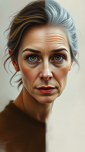 A Girl with Young and Old Face Halves