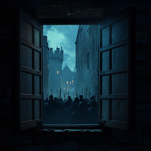 A Glimpse of Armoured Knights in Medieval Alley