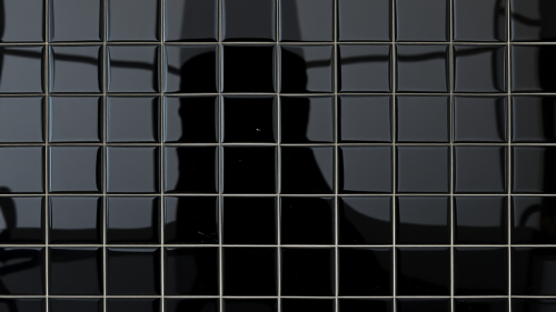 A Glossy Black Square Tile Wall