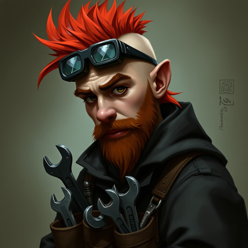 A Gnome Artificer with Mohawk and Welder's Glasses