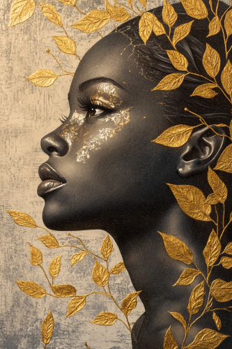 A Golden Portrait of African American Woman