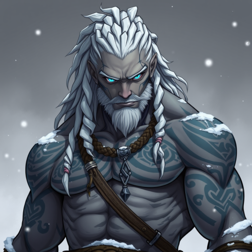 A Goliath Anime Character in Snowy Dungeons