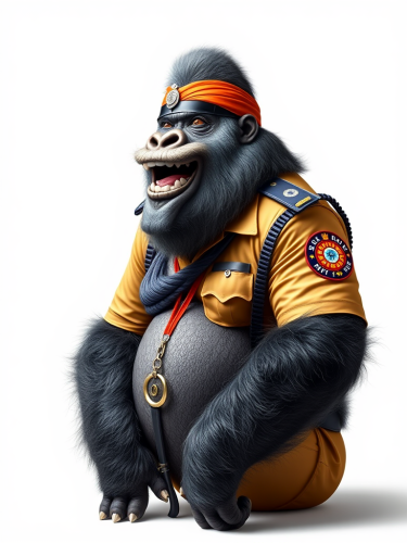 A Gorilla in Indian Police Uniform