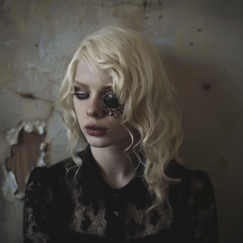 A Gothic Blonde Woman with Missing Eyeball Portrait