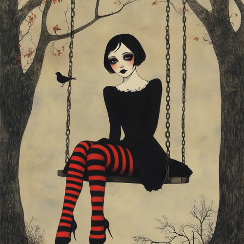 A Gothic Figure on Swing: Whimsy and Melancholy