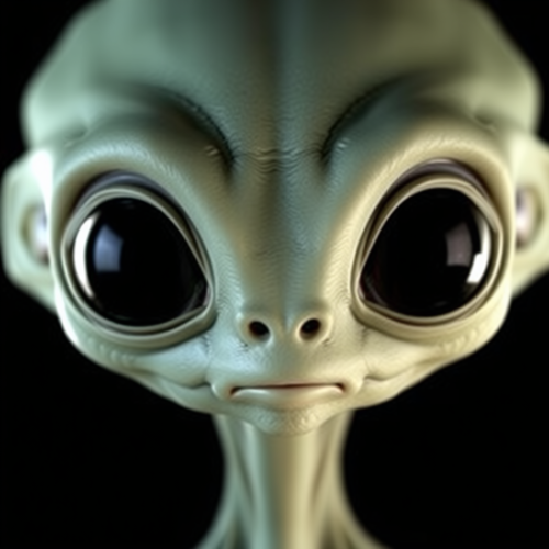 A Greenish-blue Alien with Big Eyes