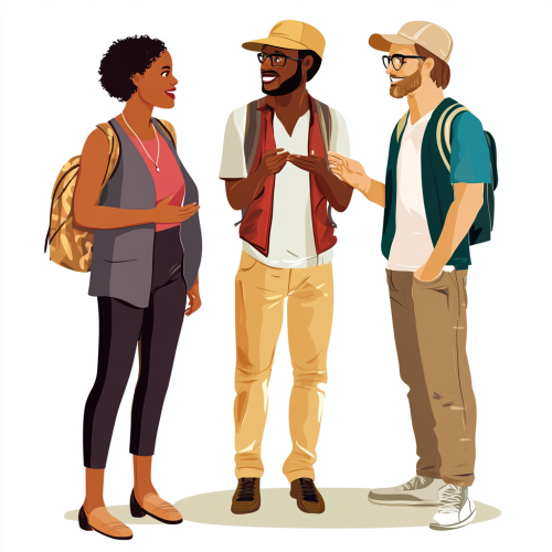 A Group of Three Friends Talking Together Happily