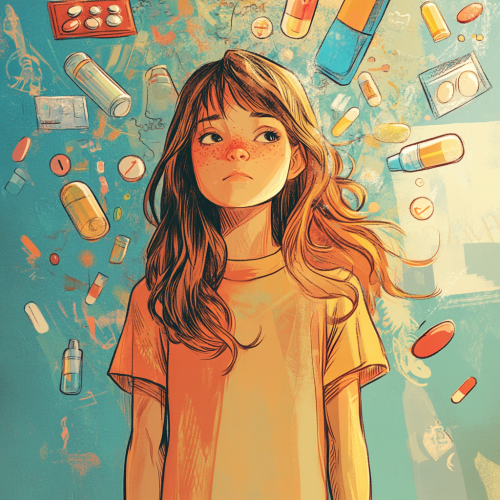 Illustration of a Girl with Different Emotions