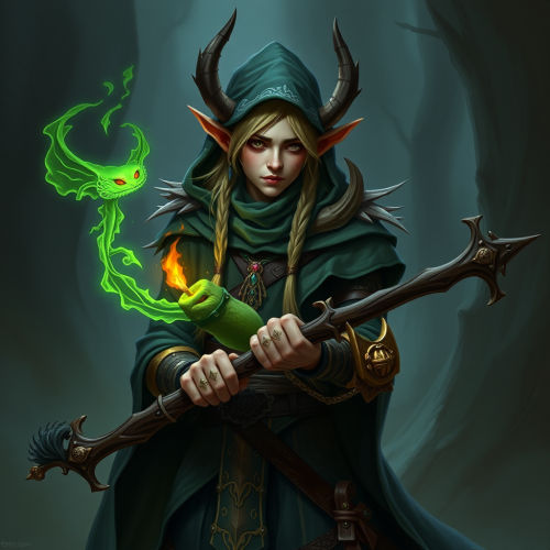 A Half Wood-Elf Warlock in Action