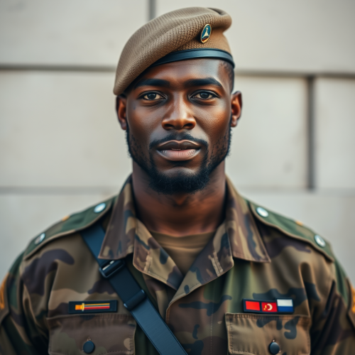 A Handsome Black Man in Military Uniform