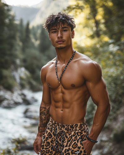 A Handsome Man in Wild Cat-Inspired Fashion