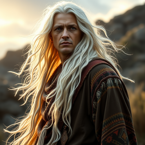 A Handsome Pleiadian Man with Long White Hair