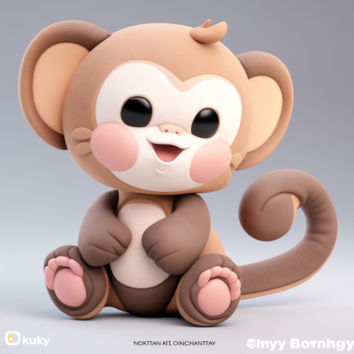 A Happy Baby Monkey Plushie in Dynamic Pose
