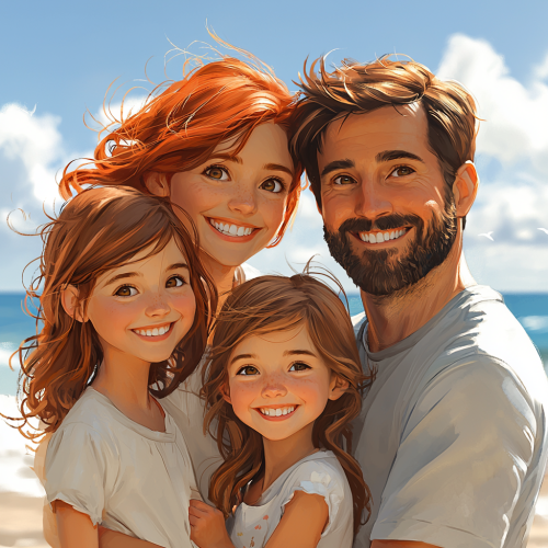 A Happy Family Smiling Together on the Beach