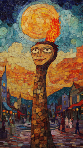 A Happy Figure in Town Square