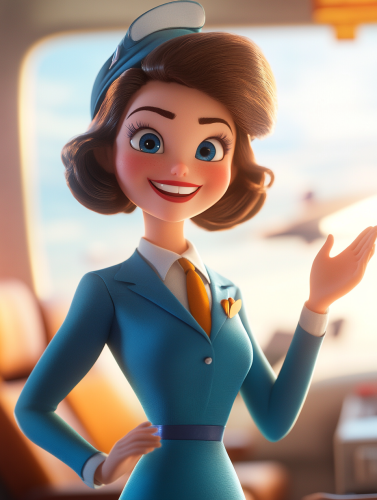 A Happy Flight Attendant Excited About New Technology