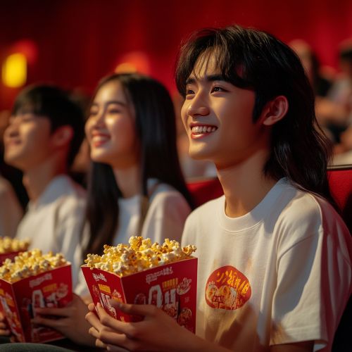 A Happy Group Watching Movie in Cinema A Happy Group Watching Movie in Cinema