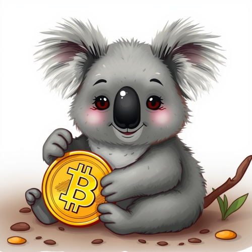 A Happy Koala Holding a Bitcoin