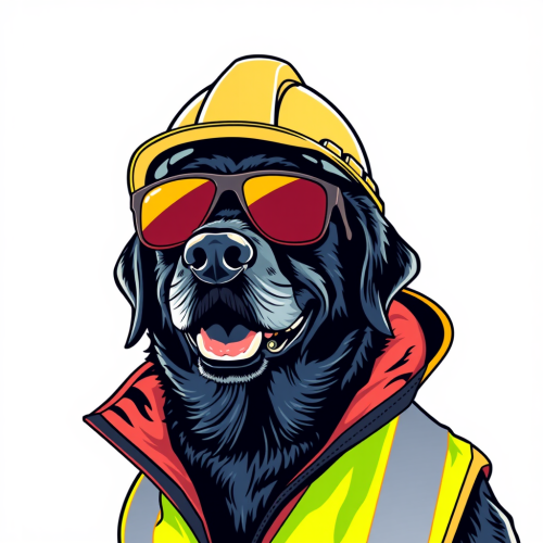A Happy Labrador in Construction Gear Illustration