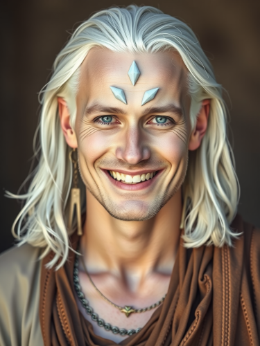 A Happy Pleiadian Man with Tribal Attire