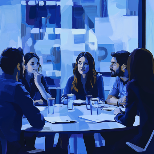 A Harmonious Workplace: Collaborative Discussion in Modern Office