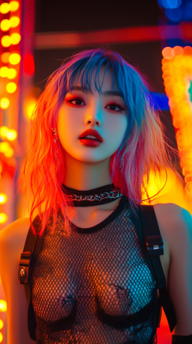 Korean Girl in Futuristic City