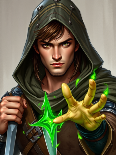 A High-Elf Rogue Sorcerer With Green Magic