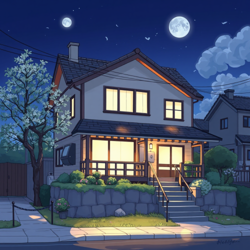 A House Rendered in Makoto Shinkai's Style