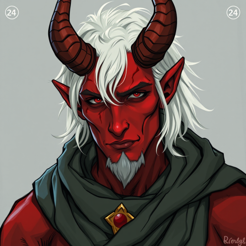 A Humble, Poor Red Tiefling Paladin with Horns